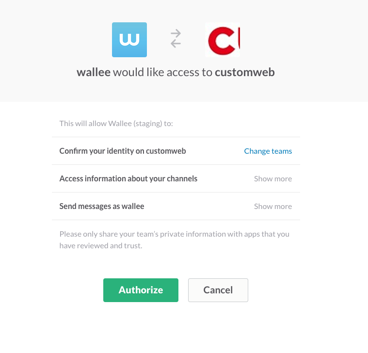 Accorder à wallee l'accès à Slack
